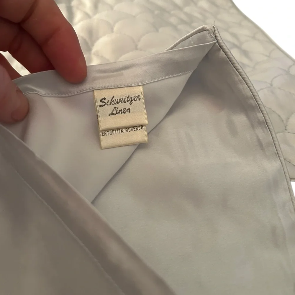 Schweitzer Linens 100% SILK silver quilted half moons pair 2 mini pillow covers